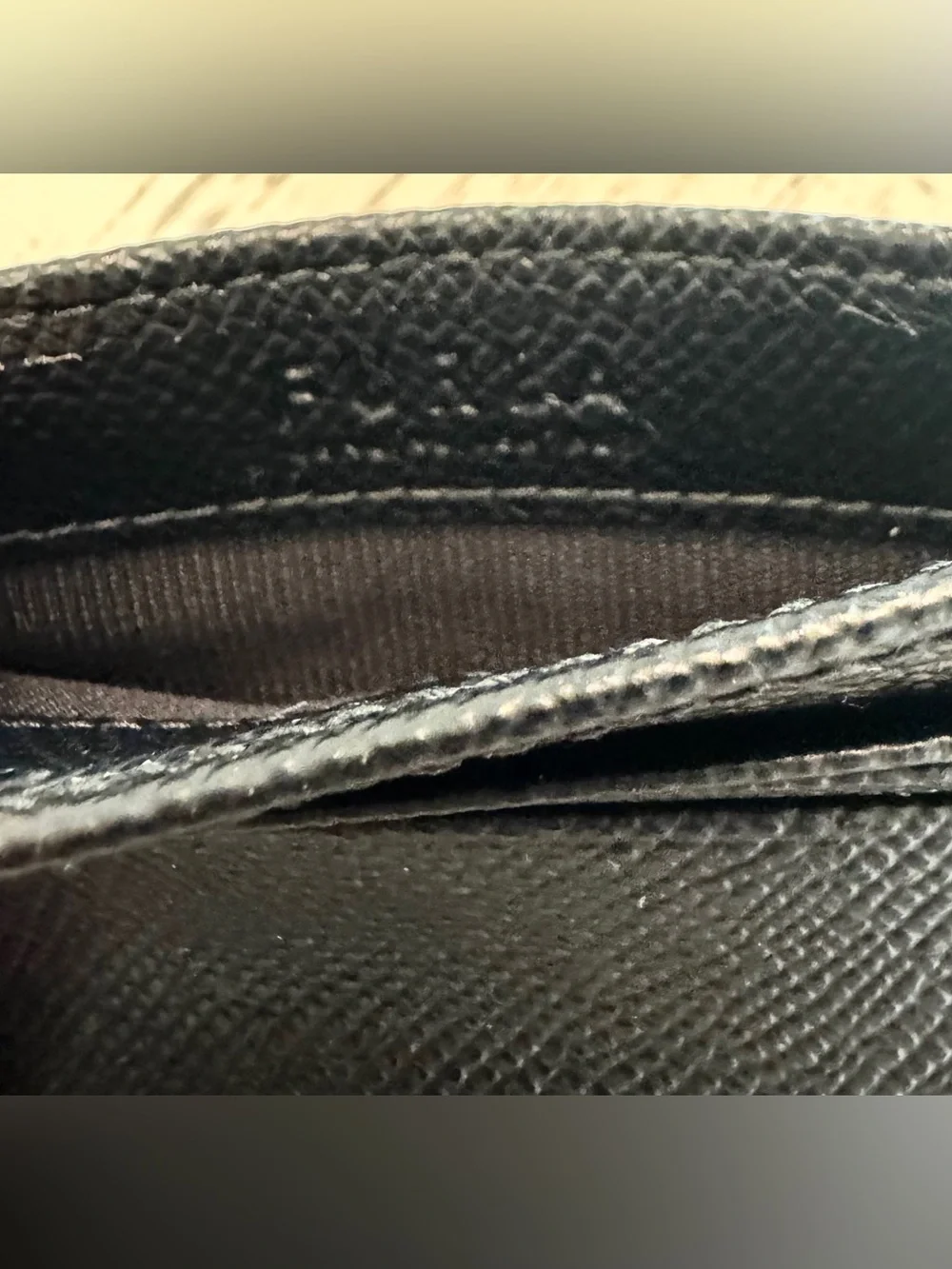 Furla Black Textured Leather Card Holder Gold Tone Logo Card Case